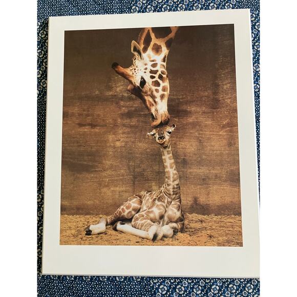 Ron D'Raine 'Makulu - Giraffe First Kiss' Art Print 
on Wood - Picture 1 of 5